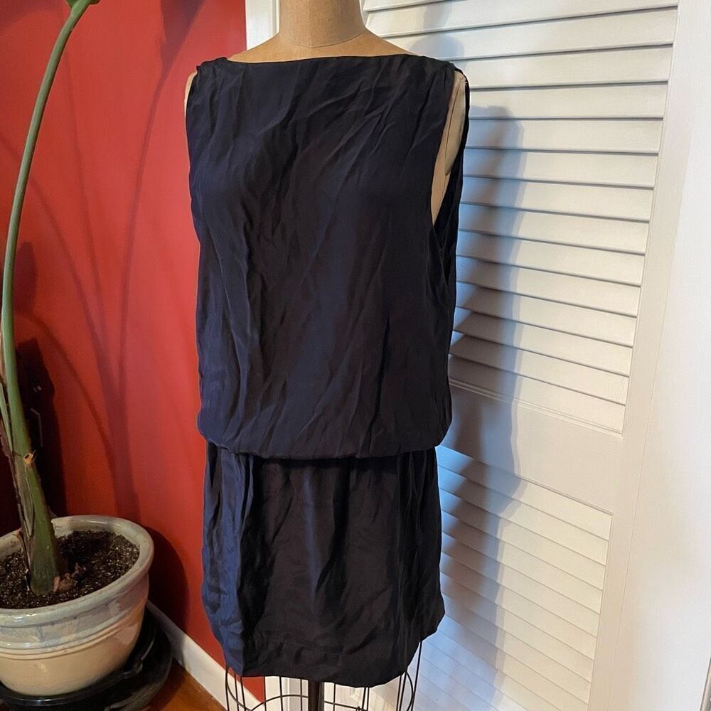 NILI LOTAN | navy blue silk backless dress M